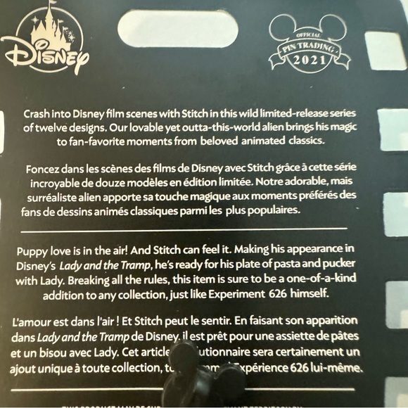 Stitch Crashes Disney Pin Lady and the Tramp - Limited Release - Picture 9 of 13